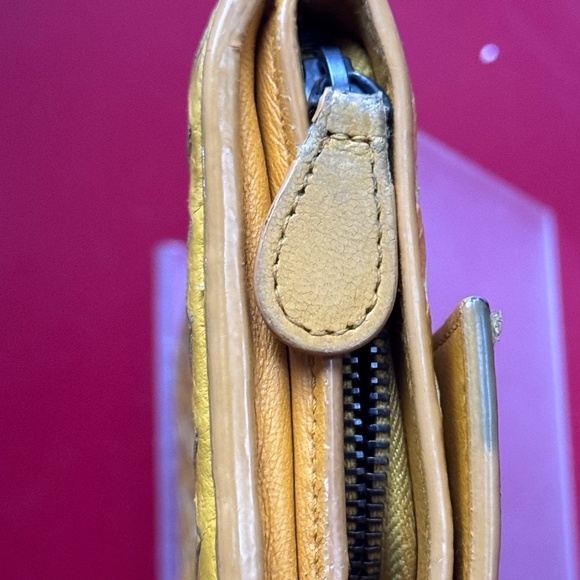 Bottega Veneta Yellow Intrecciato Woven Leather Long Wallet Hand Painted Upcycle - Picture 14 of 16